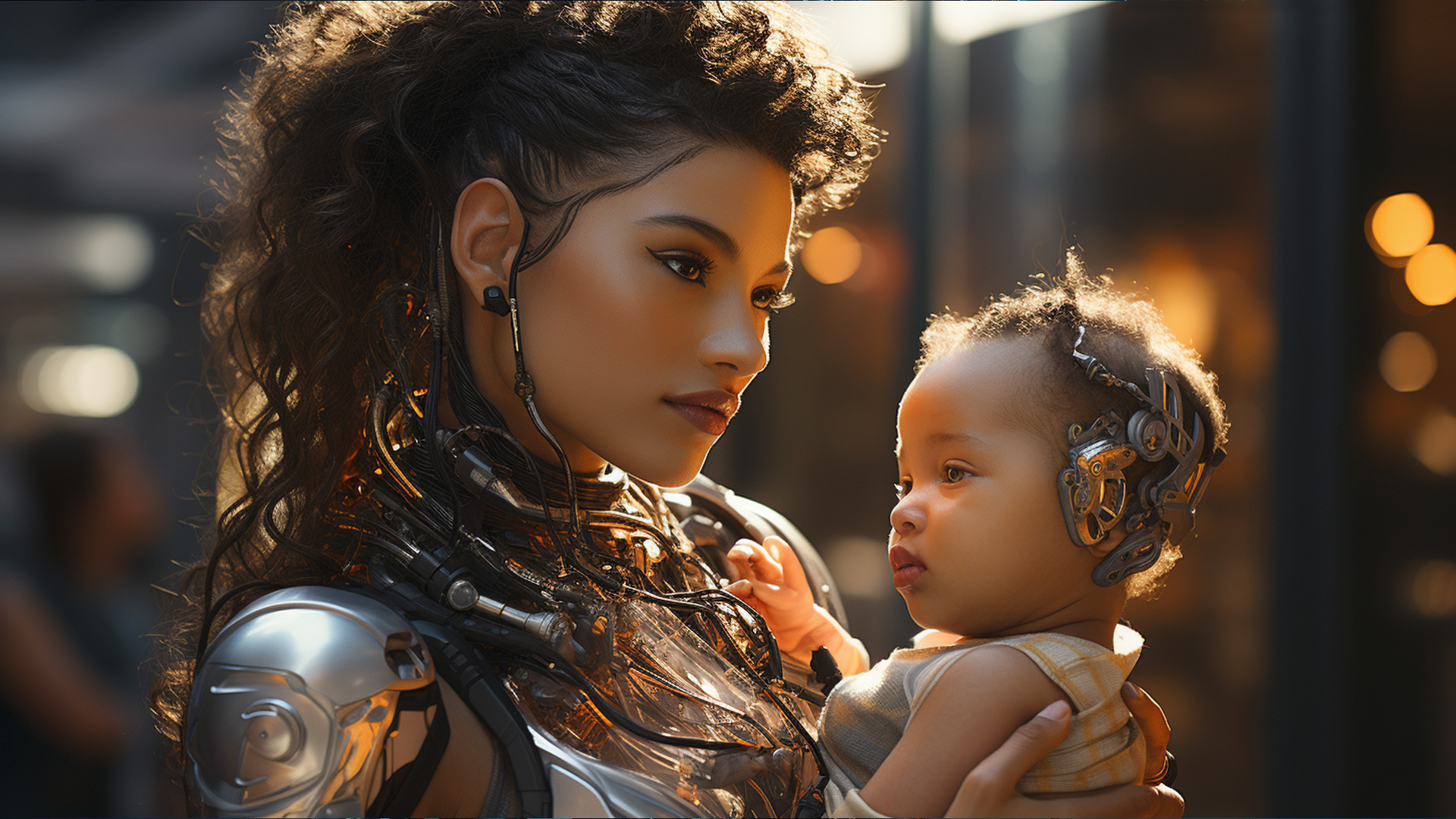 Cyborg Mother and Baby