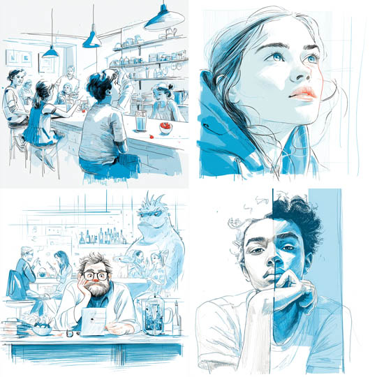 Blue Sketch Illustrations