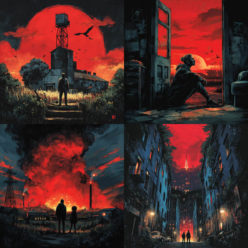 Crimson Dystopian Illustration