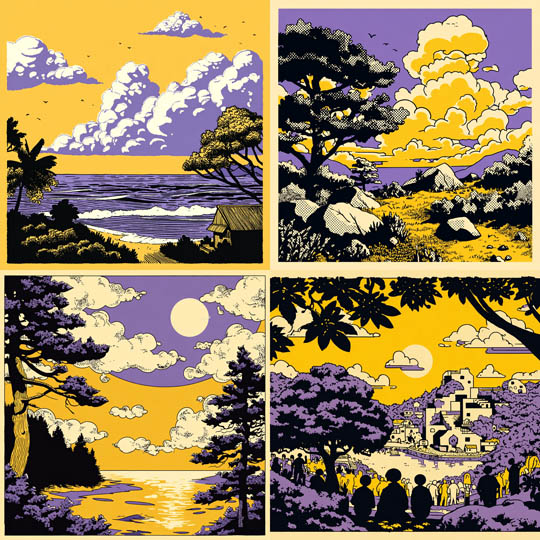Pop Art Sunset Landscapes