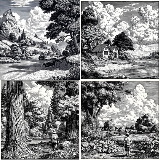 Engraved Countryside Etching