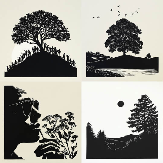 Monochrome Cutout Silhouettes