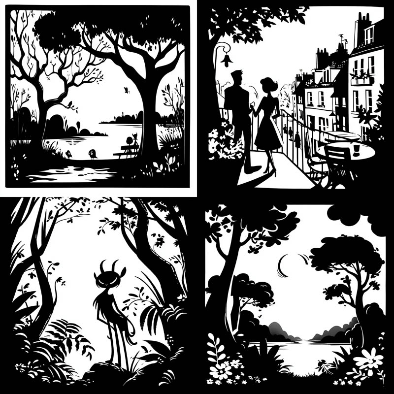 Monochrome Silhouette Scenes