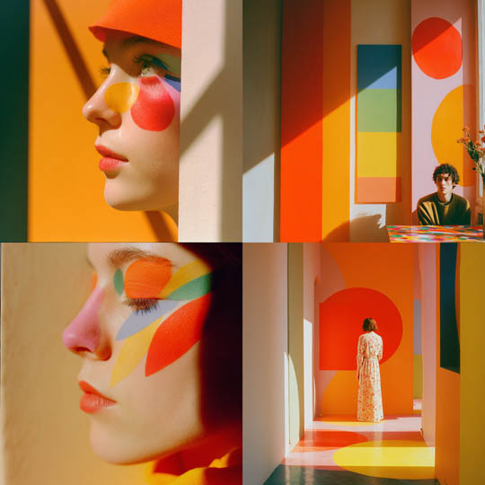 Geometric Color Block Portrait