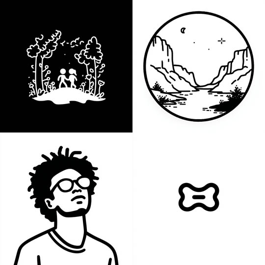 Monochrome Line Art Icons