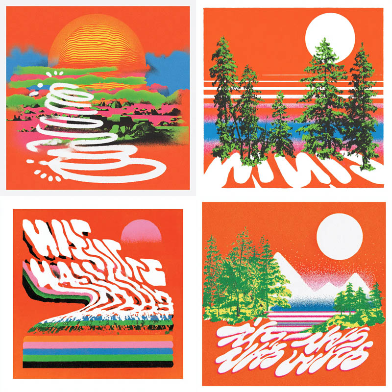 Retro Halftone Landscapes