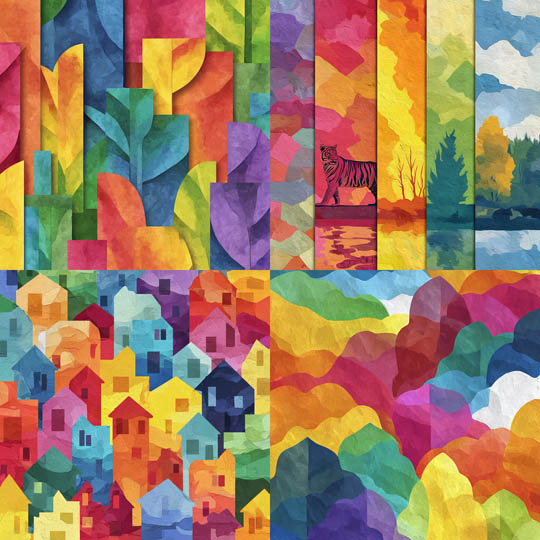 Colorful Patchwork Landscape Style