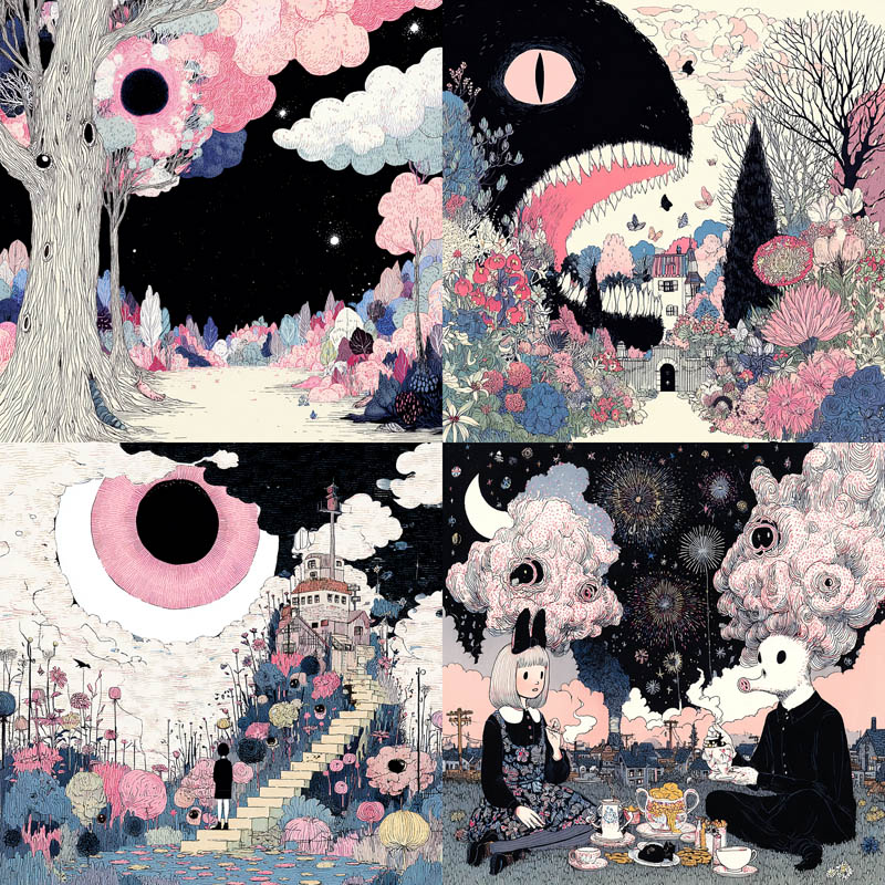 Surreal Pastel Line Art Fantasy