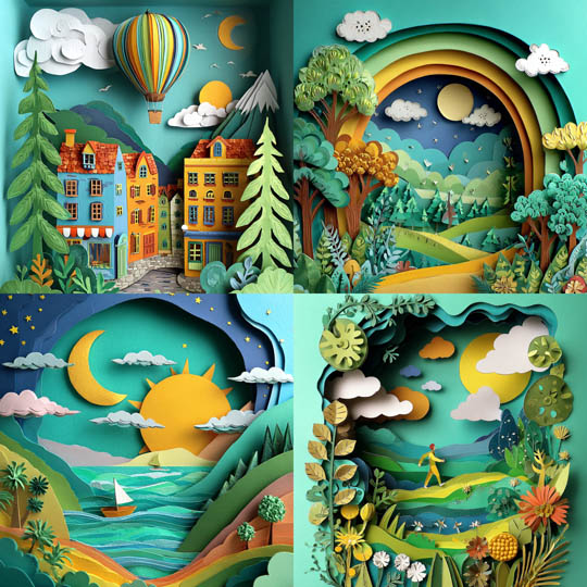 Vibrant Paper Craft Landscape