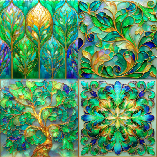 Ornamental Stained Glass Foliage
