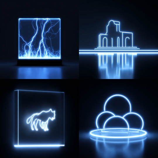 Futuristic Neon Hologram Icons