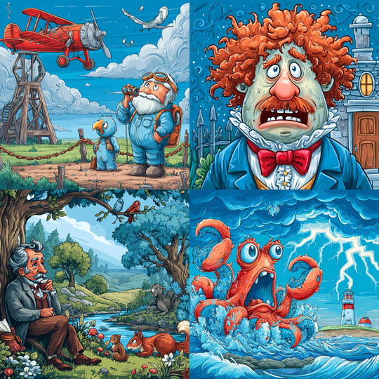 Playful Cartoon Adventure Scene