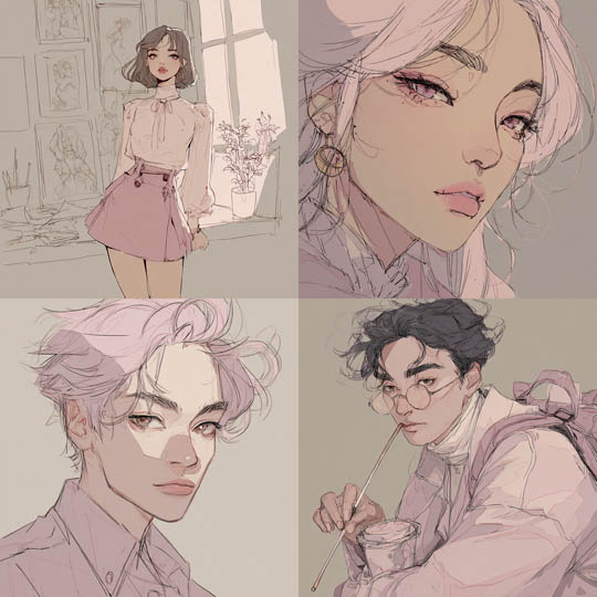 Pastel Sketch Anime Linework