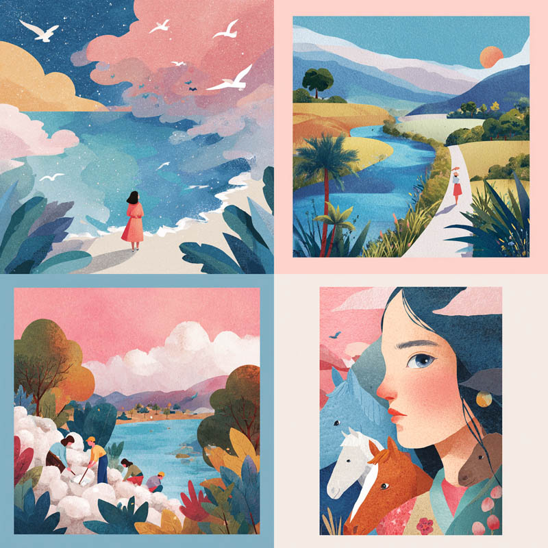 Textured Pastel Editorial Scenes