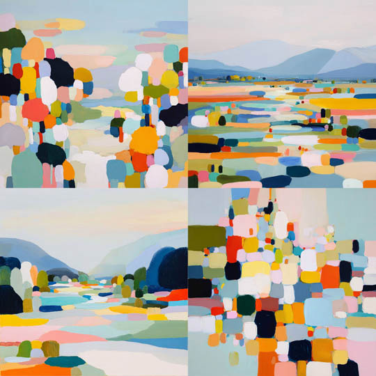 Pastel Block Abstract Landscapes