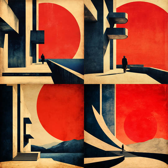 Brutalist Red Sun Minimalism