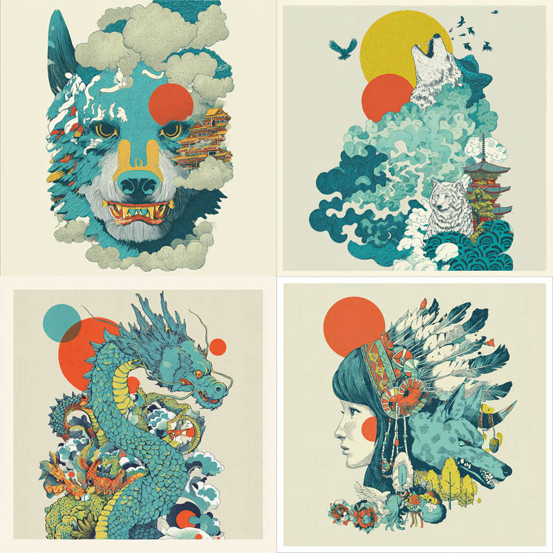 Ukiyo-E Mythic Illustrations