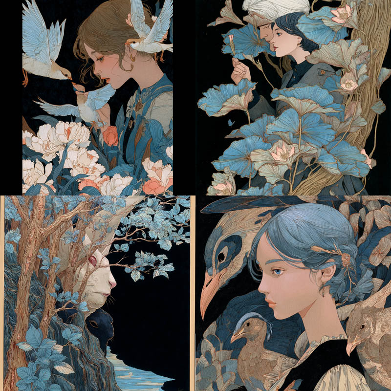 Art Nouveau Floral Linework