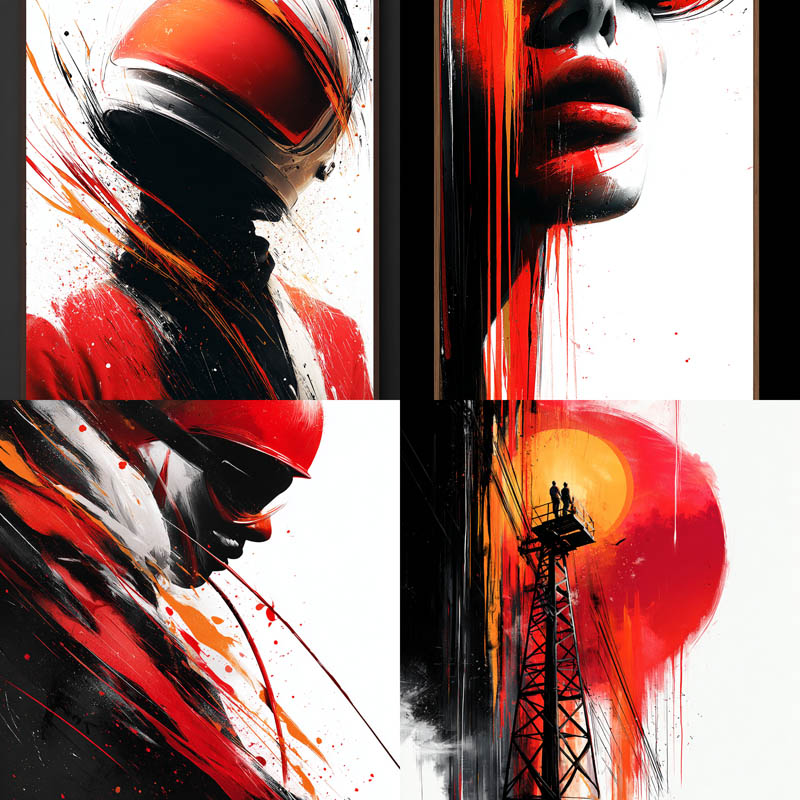 Dynamic Red Brush Portrait