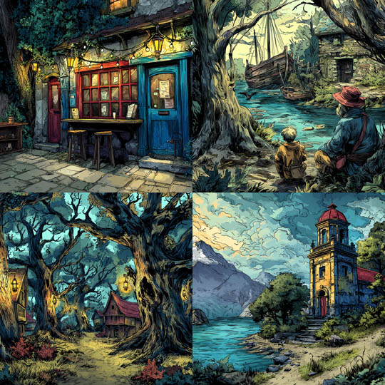 Fantasy Line-Art Vista