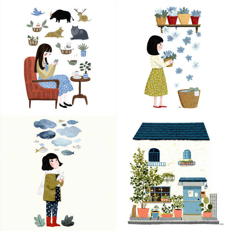 Naive Watercolor Collage