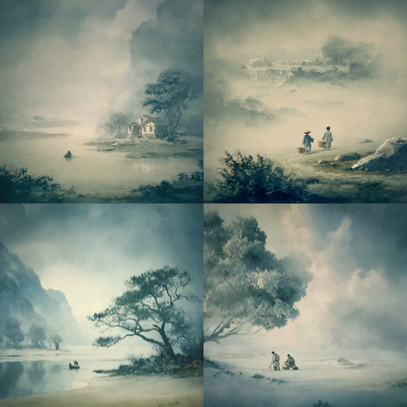 Misty Ink Wash Landscapes