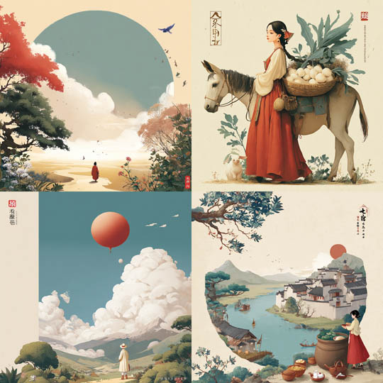 Pastoral East Asian Illustrations