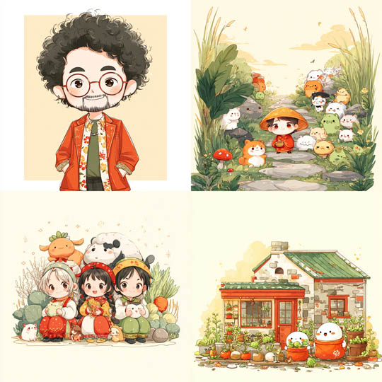 Soft Pastel Chibi Illustration