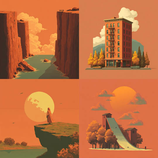 Retro Orange Vector Landscapes