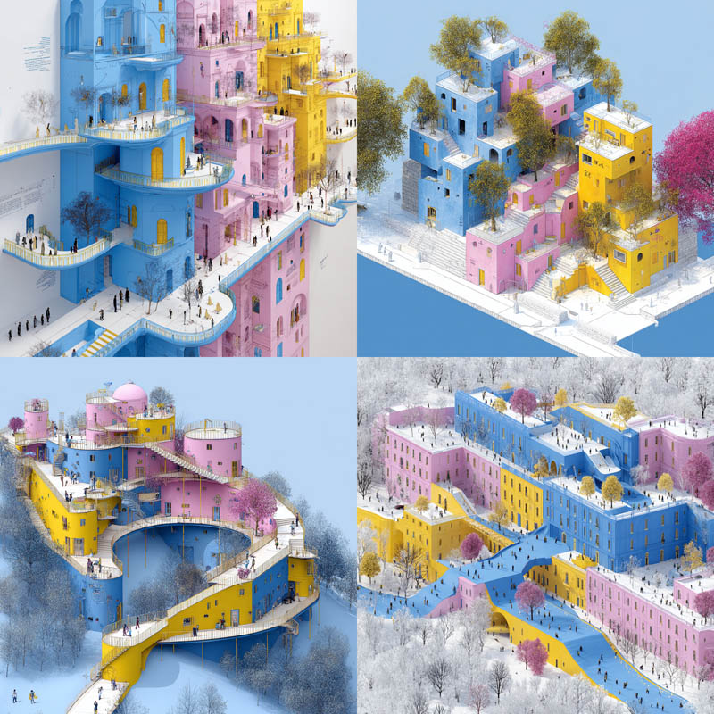 Pastel Isometric Architecture