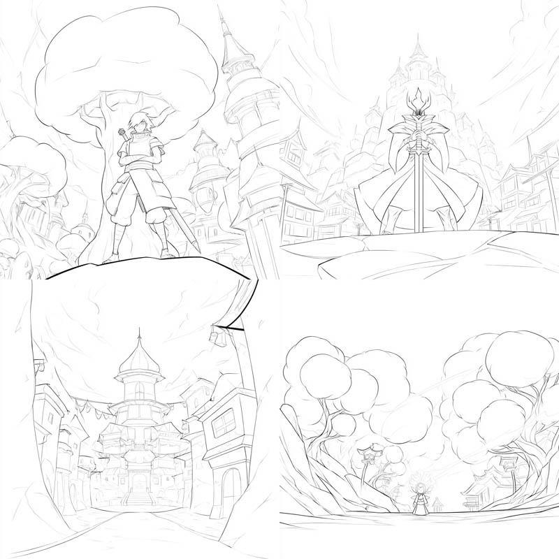 Epic Fantasy Line Art