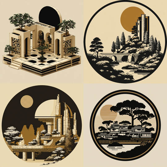 Geometric Minimalist Architectural Engraving