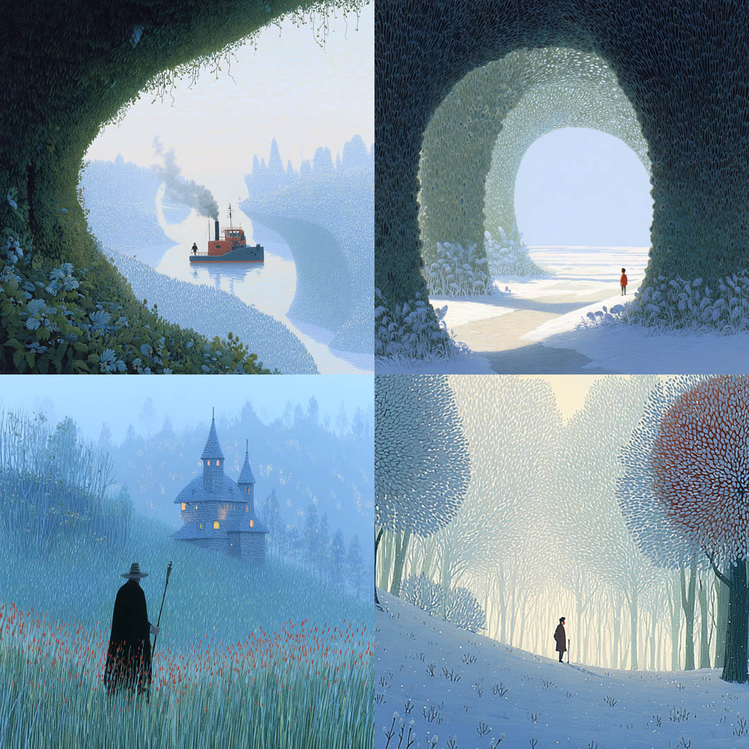 Serene Pastoral Fantasy Illustration