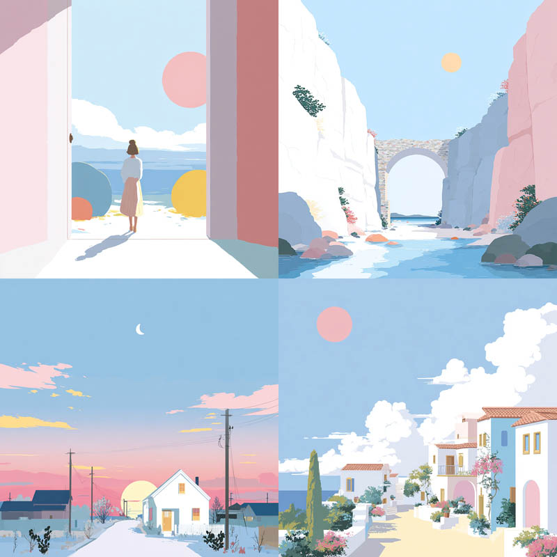 Pastel Minimalist Landscapes