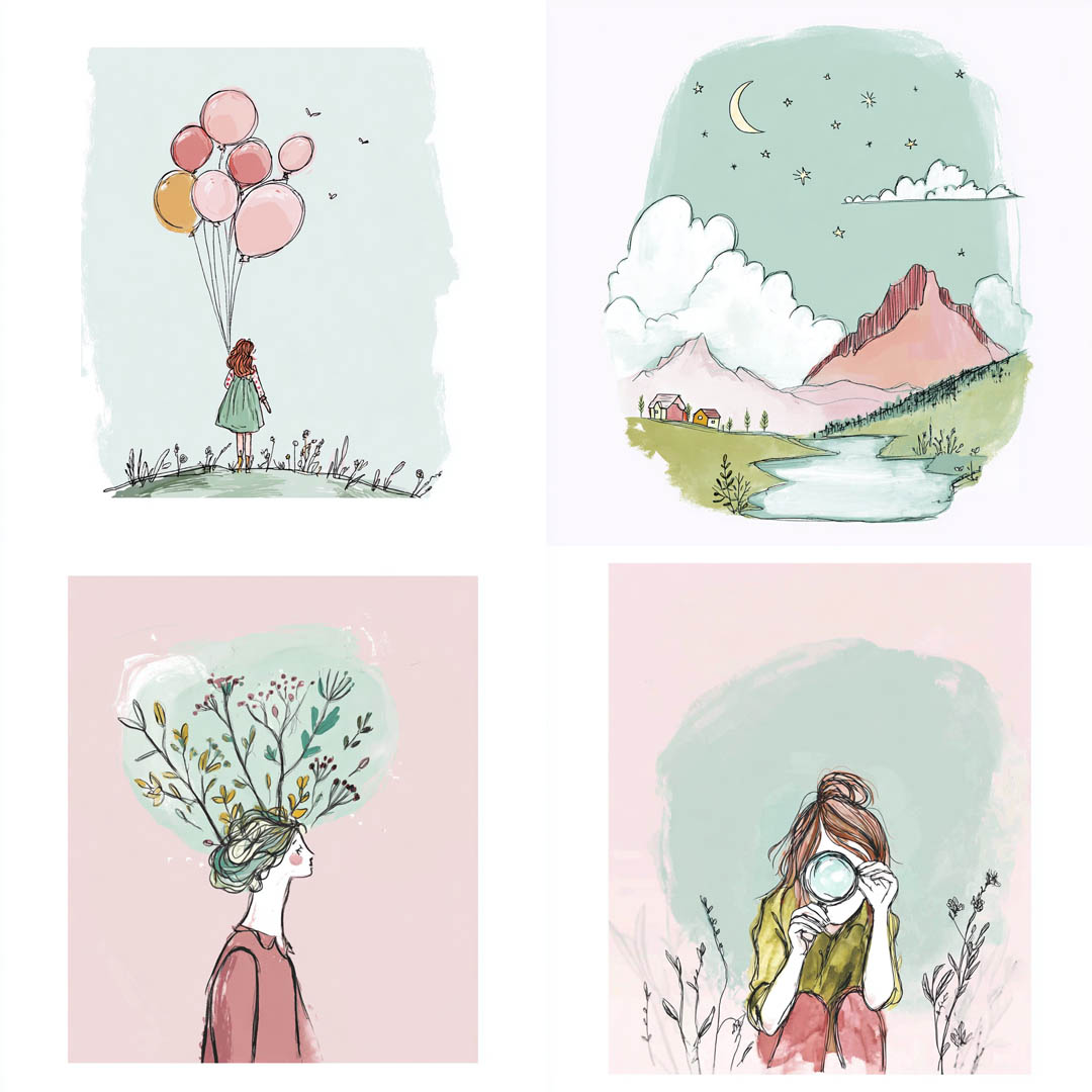 Whimsical Pastel Sketches
