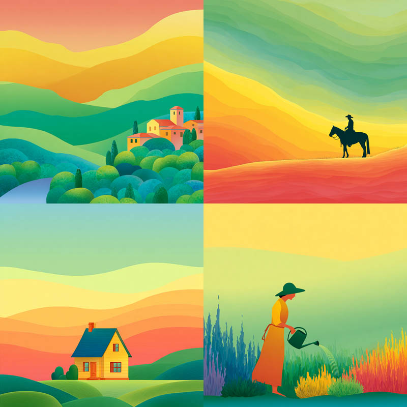 Gradient Landscape Silhouettes
