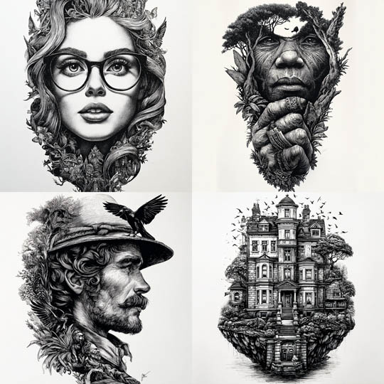 Engraved Portrait Surrealism