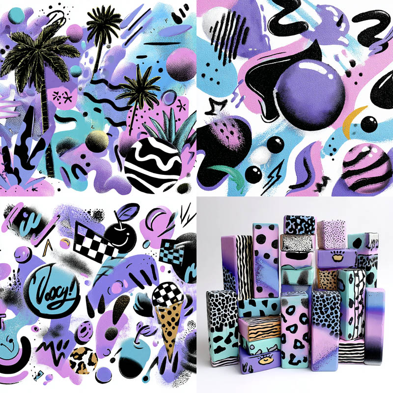 Retro Pastel Graffiti Patterns