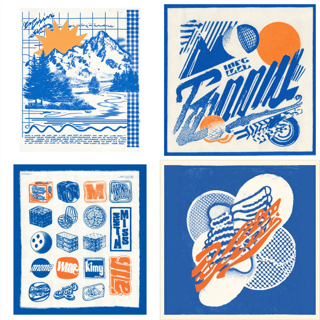 Retro Blue-Orange Screenprint