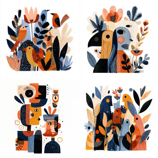 Flat Folk-Pattern Illustrations