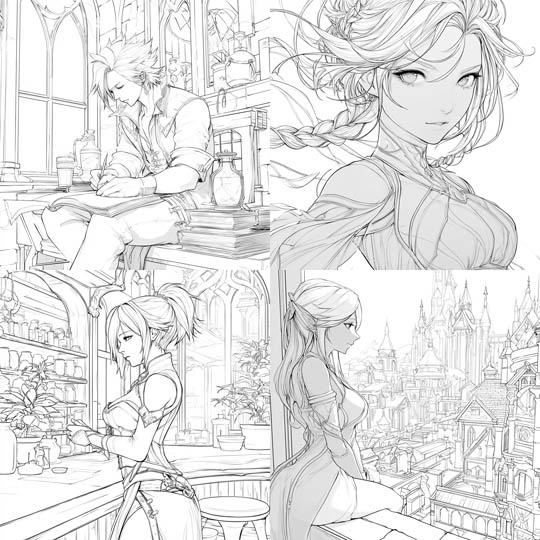 Fantasy Line Art Portraiture