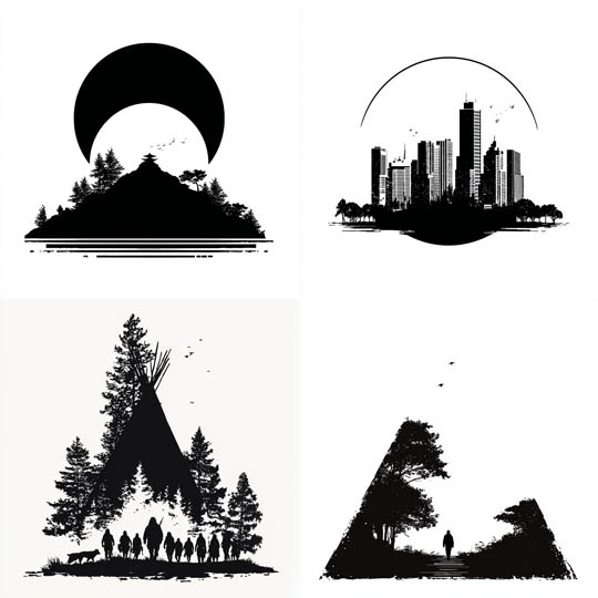 Monochrome Silhouette Landscapes