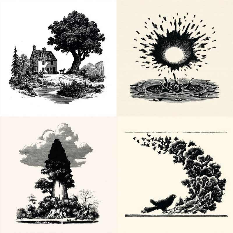 Engraved Neo-Classical Line Art