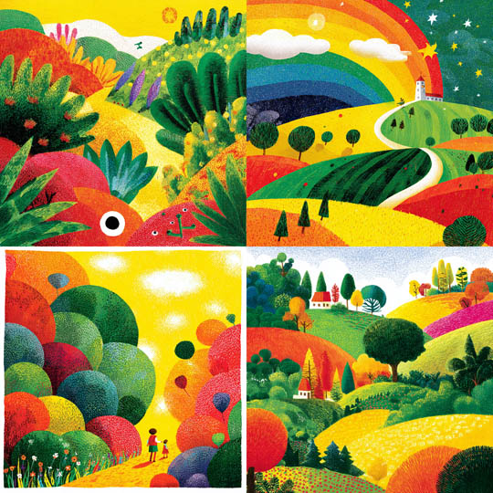 Vibrant Folk Landscapes