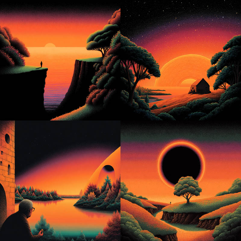 Neon Pointillist Landscapes