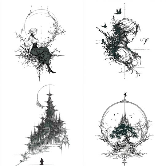 Gothic Linework Etching
