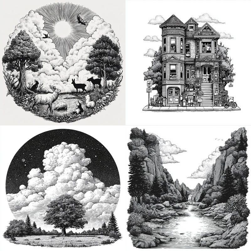 Serene Wilderness Etching