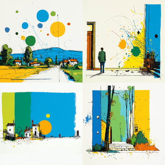 Minimalist Line Art Color Block