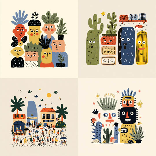 Playful Flat Folk Illustration
