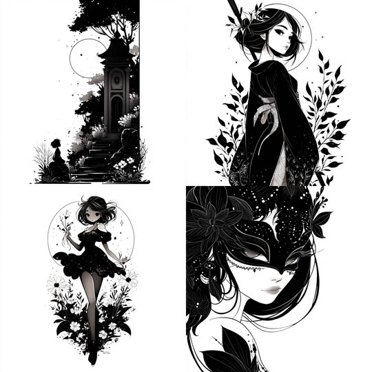 Black-and-White Ink Nouveau